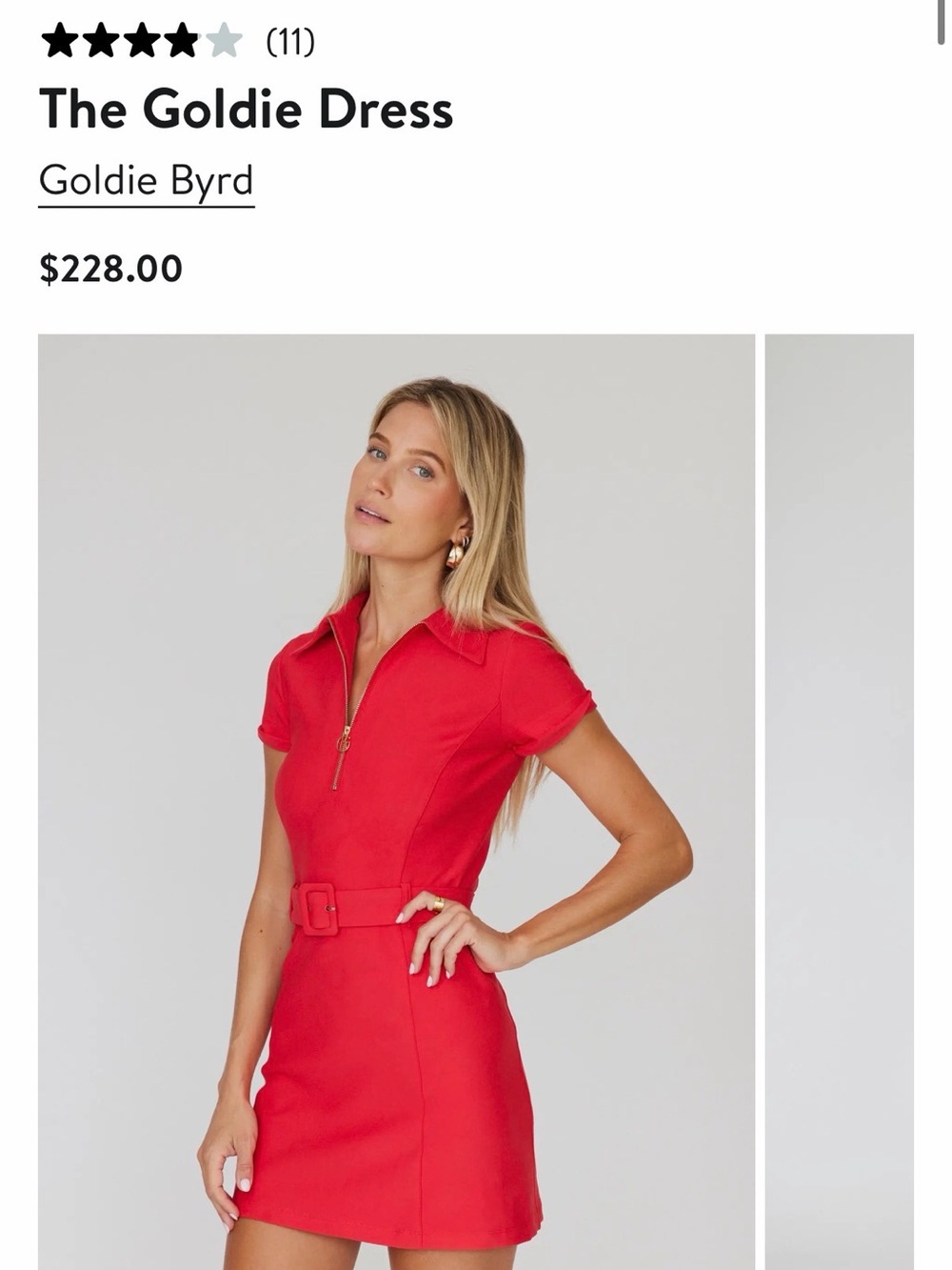 Goldie Red Zip-Front Belted Mini Dress